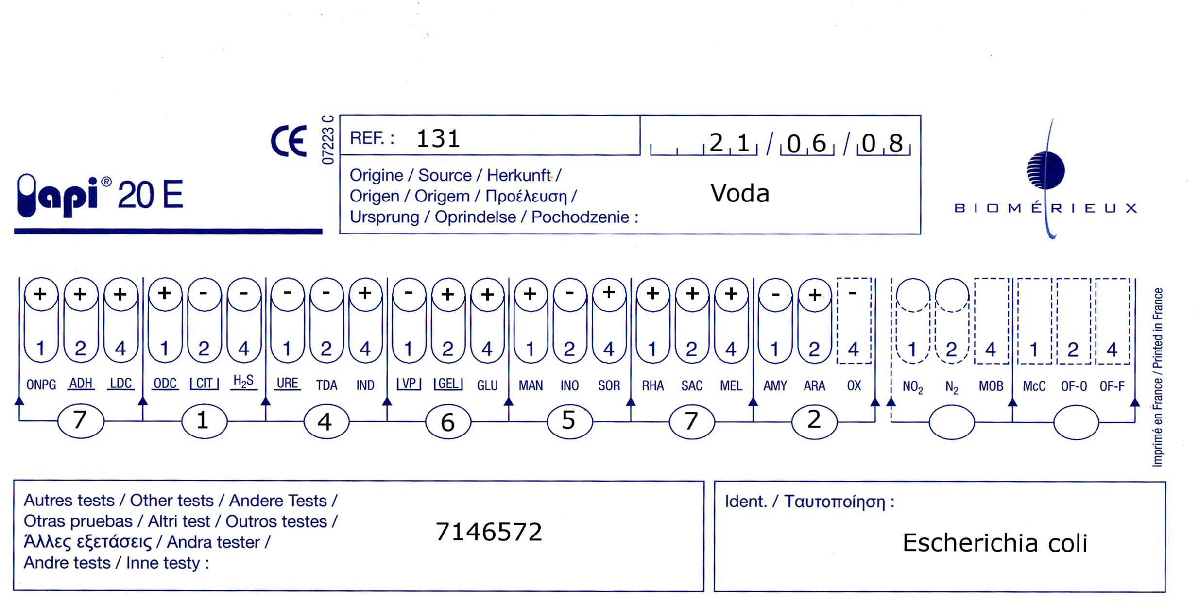 Listić za očitavanje rezultata
